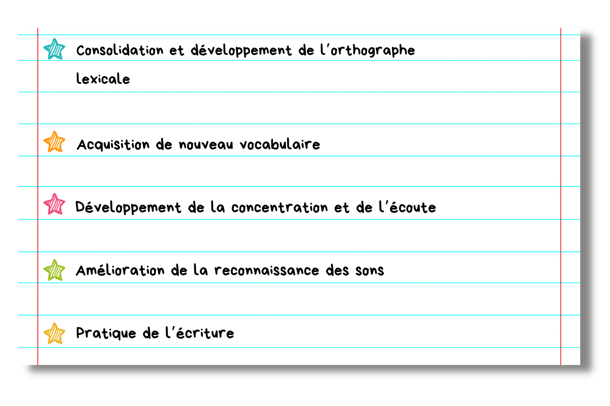 La dictée de mots : le plein de compétences !