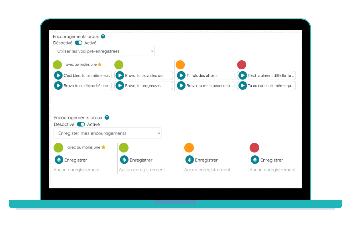 Encouragements oraux à enregistrer pour donner confiance en soi à retrouver dans l'espace web de Kaligo 
