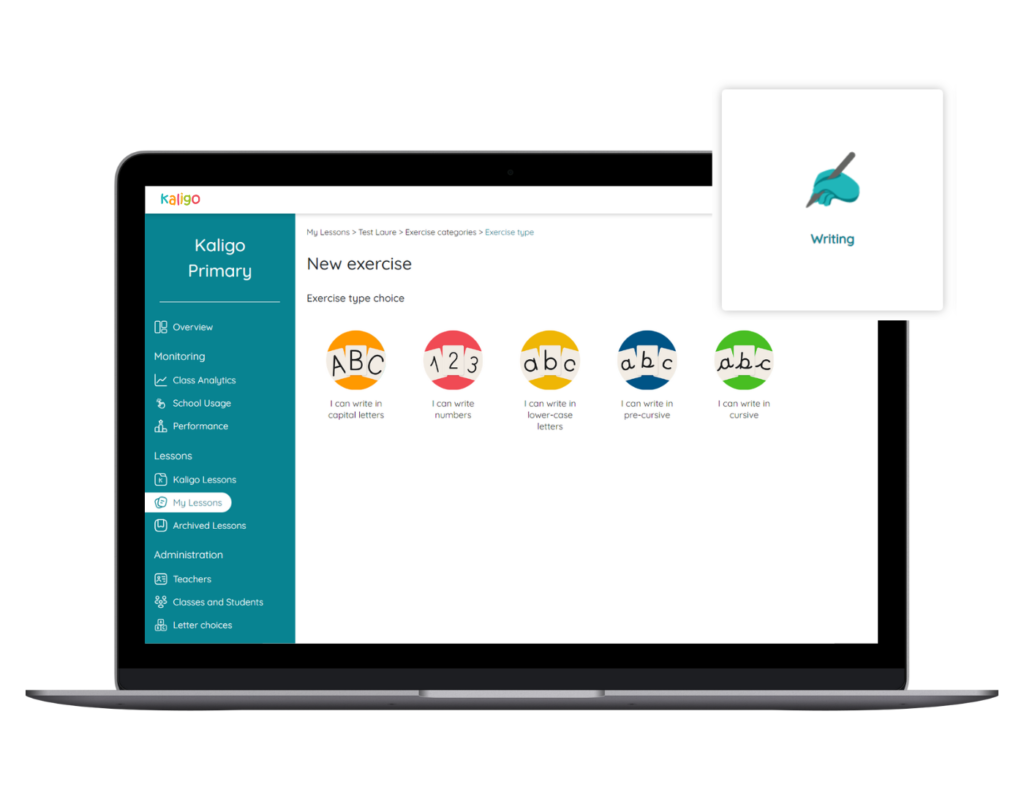 Kaligo - New exercises interface - Writing
