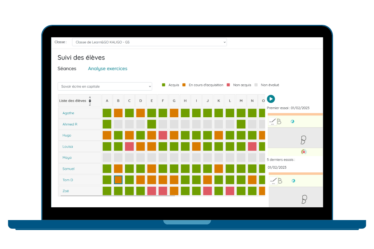 suivi progès élèves kaligo