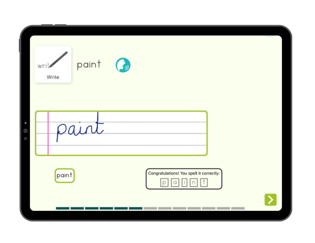 Kaligo Phonics - write the word exercise