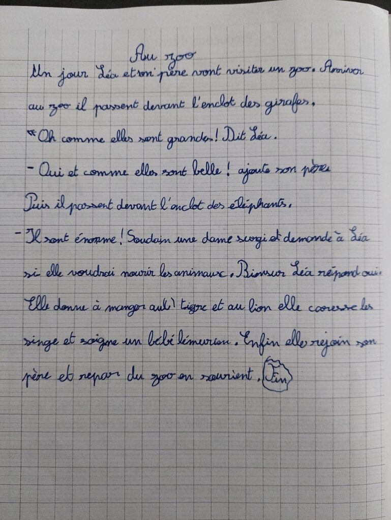 Dictée, élève de CM1